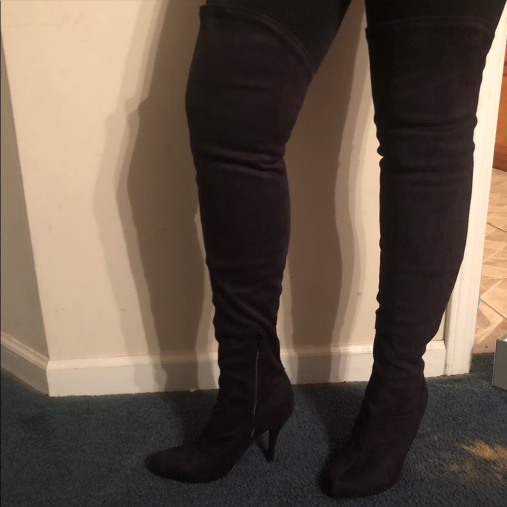 Black thigh high boots